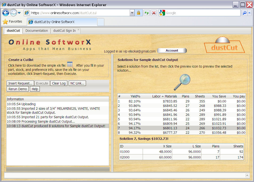 Screenshot of Application Page Showings Results of Panel Genie Execution